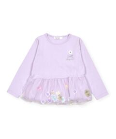 花モチーフ入りチュール長袖Tシャツ(80~130cm)