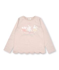 アニマルバレエウサギ裾スカラップお花シフォン長袖Tシャツ(80~130cm)