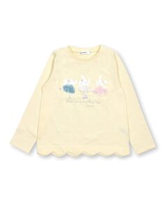 アニマルバレエウサギ裾スカラップお花シフォン長袖Tシャツ(80~130cm)