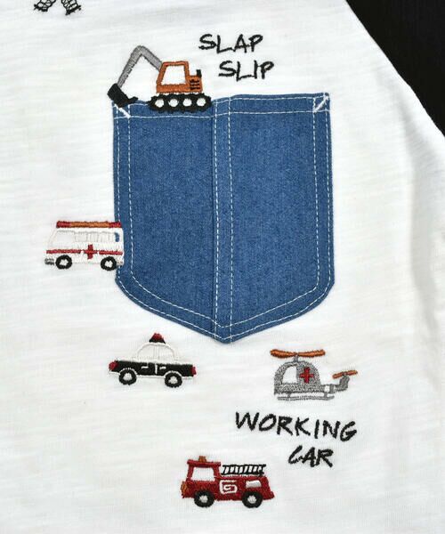 SLAP SLIP / スラップ スリップ Tシャツ | デニムポケット付きラグランスリーブ7分袖Tシャツ(80~130cm) | 詳細17