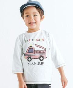 消防車パッチ刺しゅう7分袖Tシャツ(80~130cm)