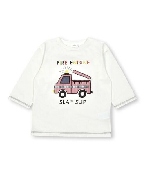 SLAP SLIP / スラップ スリップ Tシャツ | 消防車パッチ刺しゅう7分袖Tシャツ(80~130cm) | 詳細4