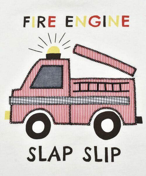 SLAP SLIP / スラップ スリップ Tシャツ | 消防車パッチ刺しゅう7分袖Tシャツ(80~130cm) | 詳細7