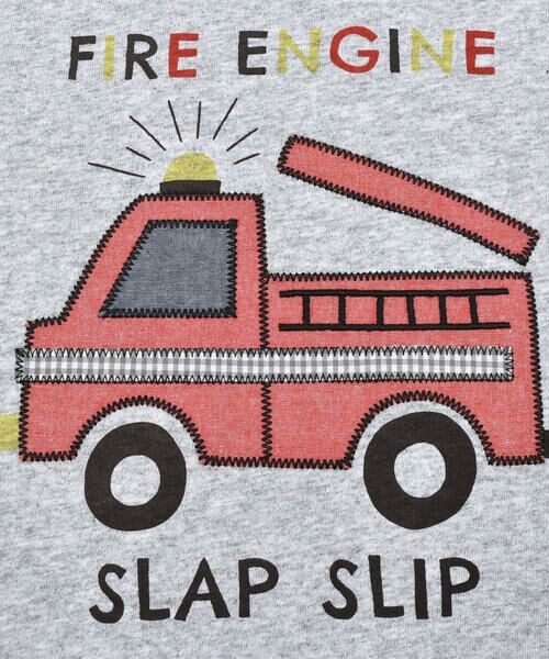 SLAP SLIP / スラップ スリップ Tシャツ | 消防車パッチ刺しゅう7分袖Tシャツ(80~130cm) | 詳細13