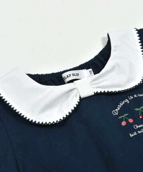 SLAP SLIP / スラップ スリップ Tシャツ | リボン襟キラキラビジューチェリープリント半袖Tシャツ(80~130cm) | 詳細11