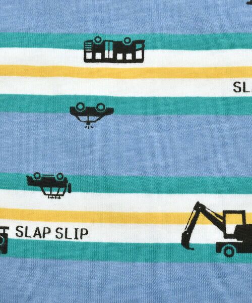 SLAP SLIP / スラップ スリップ Tシャツ | ボーダーはたらくくるま恐竜プリント柄Tシャツ(80~130cm) | 詳細13