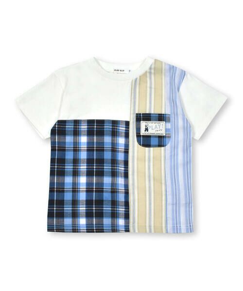 SLAP SLIP / スラップ スリップ Tシャツ | 【お揃い】チェックストライプ切り替え半袖Tシャツ(80~130cm) | 詳細4