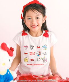 【ハローキティ×SLAPSLIP】【ハローキティ50周年記念】肩リボンサンリオキャラクターズプリントTシャツ(80~140cm)