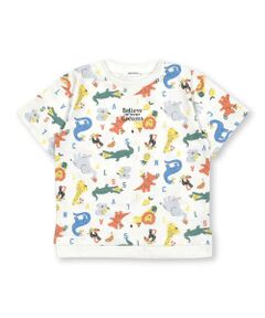 【お揃い】総柄プリント裾配色切り替えTシャツ(80~130cm)