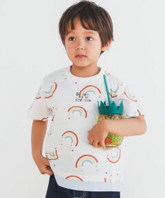 【お揃い】総柄プリント裾配色切り替えTシャツ(80~130cm)