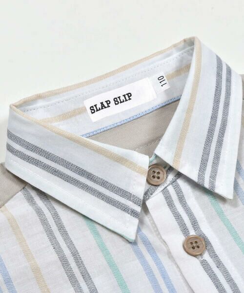 SLAP SLIP / スラップ スリップ シャツ・ブラウス | 【お揃い】無地ストライプ柄胸ポケット付き半袖シャツ(80~130cm) | 詳細8