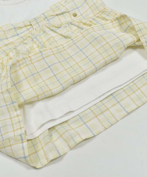 SLAP SLIP / スラップ スリップ Tシャツ | 【お揃い】フロントリボンチェックストライプ柄切り替え半袖Tシャツ(80~130cm) | 詳細7