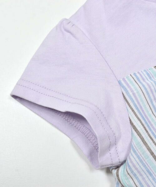 SLAP SLIP / スラップ スリップ Tシャツ | 【お揃い】フロントリボンチェックストライプ柄切り替え半袖Tシャツ(80~130cm) | 詳細14