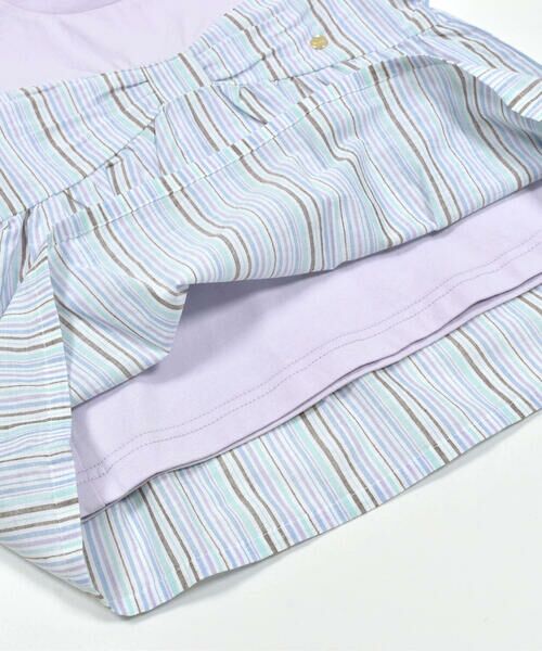 SLAP SLIP / スラップ スリップ Tシャツ | 【お揃い】フロントリボンチェックストライプ柄切り替え半袖Tシャツ(80~130cm) | 詳細17