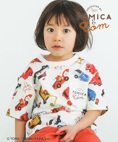 【トミカとトム×SLAPSLIPコラボアイテム】はたらくくるま総柄Tシャツ(80~120cm)