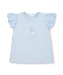 【接触冷感】ユニコーンシェルキラキラモチーフ袖フリルTシャツ(80~130cm)