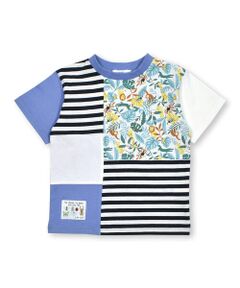 【お揃い】サファリプリント柄切り替え半袖Tシャツ(80~130cm)