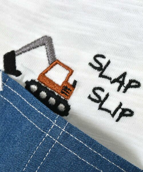 SLAP SLIP / スラップ スリップ Tシャツ | デニムポケット付きはたらくくるま刺しゅうラグランスリーブ半袖Tシャツ(80~120cm) | 詳細16