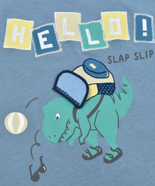 SLAP SLIP / スラップ スリップ Tシャツ | 【お揃い】袖チェック柄切り替え恐竜プリント半袖Tシャツ(80~130cm) | 詳細16