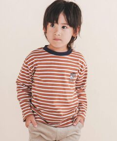 いろんなクマさん刺しゅう無地ボーダー柄Tシャツ(80~130cm)