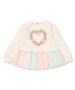 SLAP SLIP / スラップ スリップ スウェット | ハートレースモチーフオーロラチュールフリルトレーナー(80~130cm)