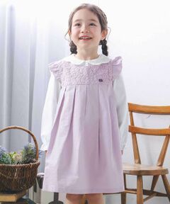 SLAP SLIP / スラップ スリップ ミニ丈・ひざ丈ワンピース | ツイル千鳥チェック袖フリルジャンパースカート(80~130cm)