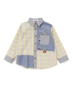 SLAP SLIP / スラップ スリップ シャツ・ブラウス | 【お揃い】チェックダンガリー切り替え襟付きシャツ(80~130cm)