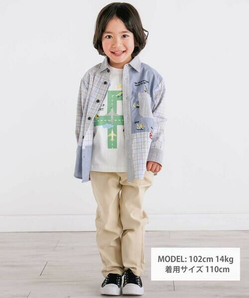 SLAP SLIP / スラップ スリップ シャツ・ブラウス | 【お揃い】チェックダンガリー切り替え襟付きシャツ(80~130cm) | 詳細1