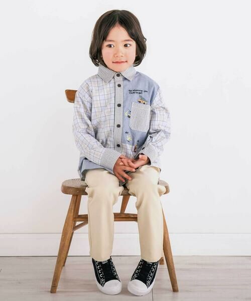 SLAP SLIP / スラップ スリップ シャツ・ブラウス | 【お揃い】チェックダンガリー切り替え襟付きシャツ(80~130cm) | 詳細2