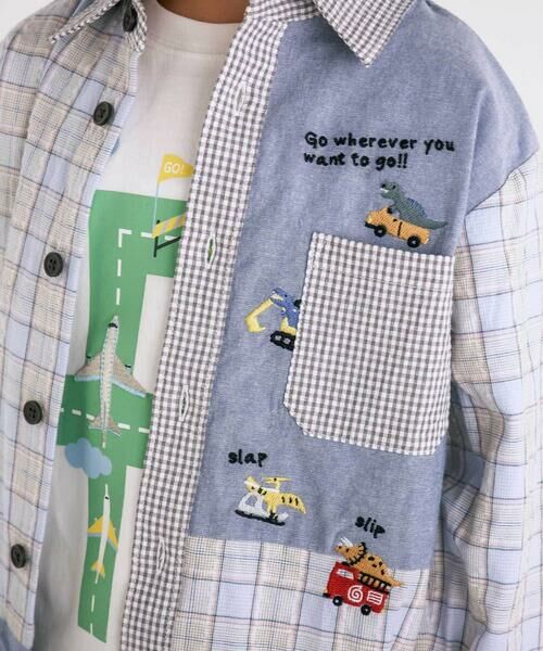 SLAP SLIP / スラップ スリップ シャツ・ブラウス | 【お揃い】チェックダンガリー切り替え襟付きシャツ(80~130cm) | 詳細3