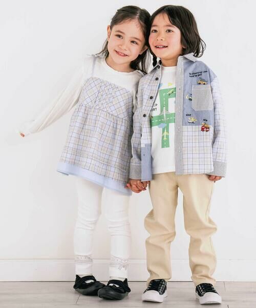SLAP SLIP / スラップ スリップ シャツ・ブラウス | 【お揃い】チェックダンガリー切り替え襟付きシャツ(80~130cm) | 詳細5