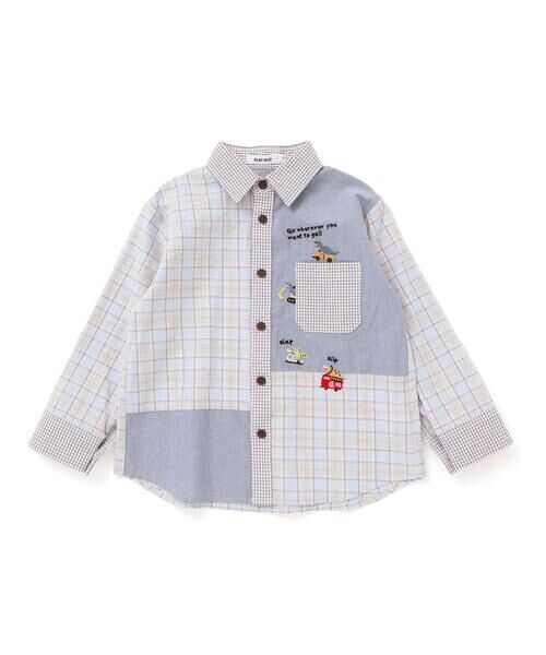 SLAP SLIP / スラップ スリップ シャツ・ブラウス | 【お揃い】チェックダンガリー切り替え襟付きシャツ(80~130cm) | 詳細7