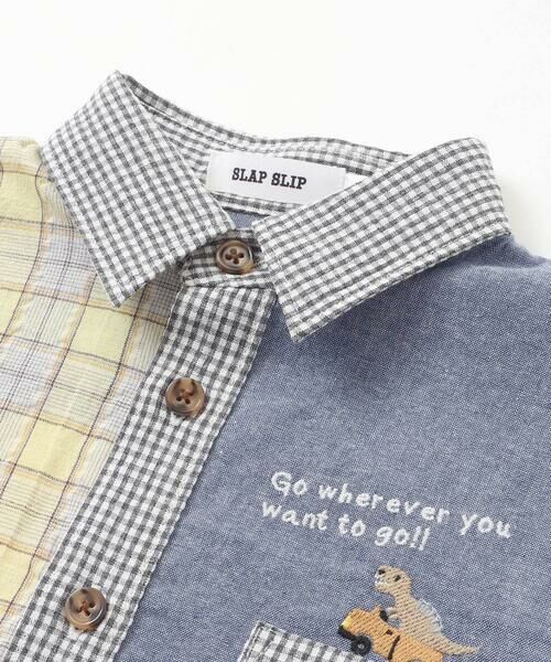 SLAP SLIP / スラップ スリップ シャツ・ブラウス | 【お揃い】チェックダンガリー切り替え襟付きシャツ(80~130cm) | 詳細11