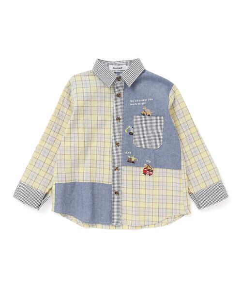 SLAP SLIP / スラップ スリップ シャツ・ブラウス | 【お揃い】チェックダンガリー切り替え襟付きシャツ(80~130cm) | 詳細9