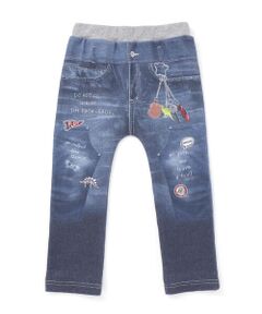 SLAP SLIP / スラップ スリップ その他パンツ | ワクワクいろんなモチーフデニム風プリントミラノリブパンツ(80~120cm)