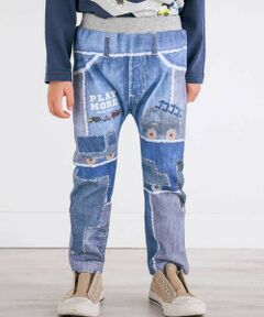 SLAP SLIP / スラップ スリップ その他パンツ | ワクワクいろんなモチーフデニム風プリントミラノリブパンツ(80~120cm)