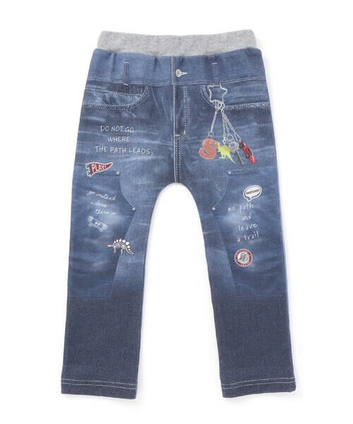 SLAP SLIP / スラップ スリップ その他パンツ | ワクワクいろんなモチーフデニム風プリントミラノリブパンツ(80~120cm) | 詳細1