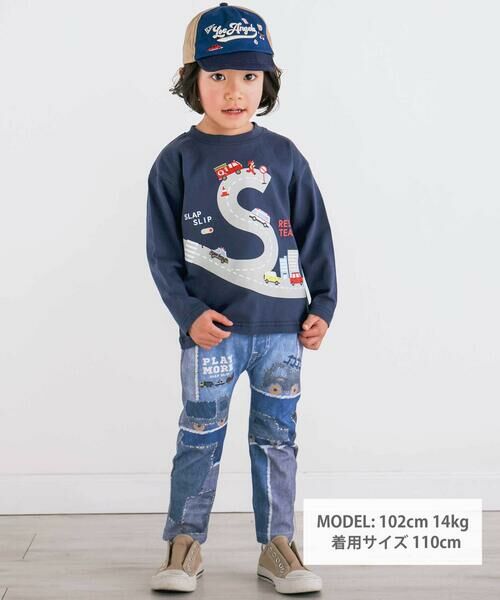 SLAP SLIP / スラップ スリップ その他パンツ | ワクワクいろんなモチーフデニム風プリントミラノリブパンツ(80~120cm) | 詳細3