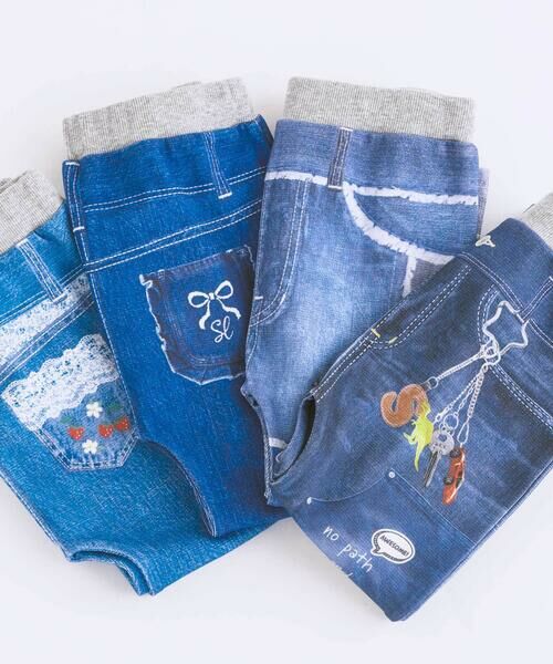 SLAP SLIP / スラップ スリップ その他パンツ | ワクワクいろんなモチーフデニム風プリントミラノリブパンツ(80~120cm) | 詳細5