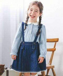 SLAP SLIP / スラップ スリップ ショート・ハーフ・半端丈パンツ | 花柄ツイルデニムサスペンダー付き裾レーススカパン(90~130cm)