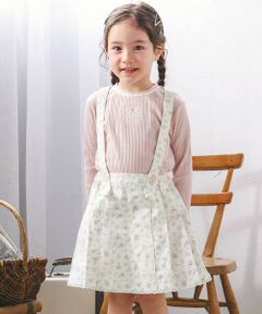 SLAP SLIP / スラップ スリップ ショート・ハーフ・半端丈パンツ | 花柄ツイルデニムサスペンダー付き裾レーススカパン(90~130cm)