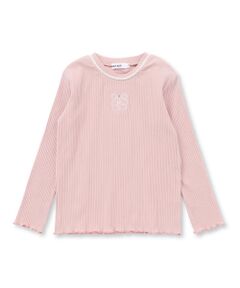 SLAP SLIP / スラップ スリップ Tシャツ | 襟ぐりフリルキラッとラメ糸モチーフ刺しゅうトップス(80~130cm)