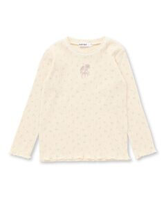 SLAP SLIP / スラップ スリップ Tシャツ | 襟ぐりフリルキラッとラメ糸モチーフ刺しゅうトップス(80~130cm)