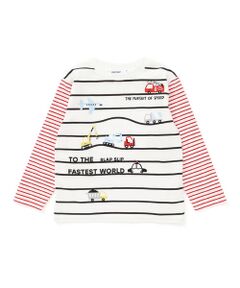 SLAP SLIP / スラップ スリップ Tシャツ | アニマル恐竜車モチーフプリントボーダーTシャツ(80~130cm)