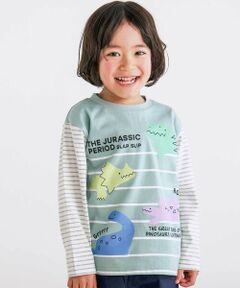 SLAP SLIP / スラップ スリップ Tシャツ | アニマル恐竜車モチーフプリントボーダーTシャツ(80~130cm)