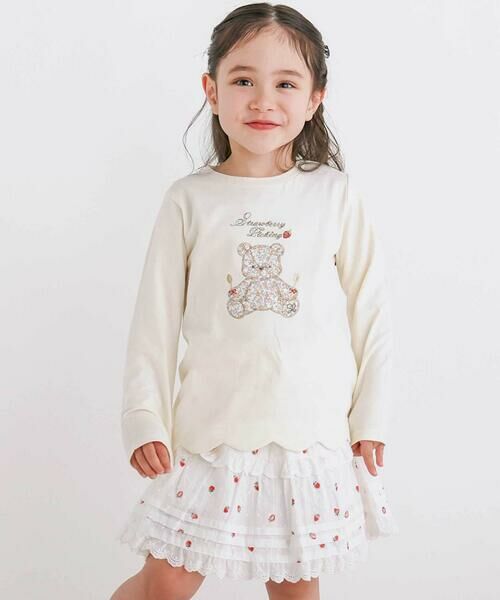 SLAP SLIP / スラップ スリップ Tシャツ | 裾スカラップアニマルクマネコウサギパッチ刺しゅうTシャツ(80~130cm) | 詳細2