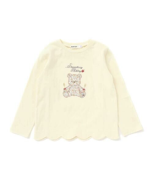 SLAP SLIP / スラップ スリップ Tシャツ | 裾スカラップアニマルクマネコウサギパッチ刺しゅうTシャツ(80~130cm) | 詳細3