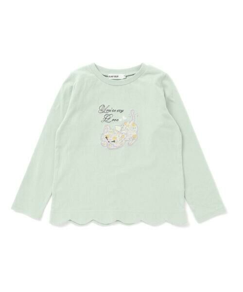 SLAP SLIP / スラップ スリップ Tシャツ | 裾スカラップアニマルクマネコウサギパッチ刺しゅうTシャツ(80~130cm) | 詳細7
