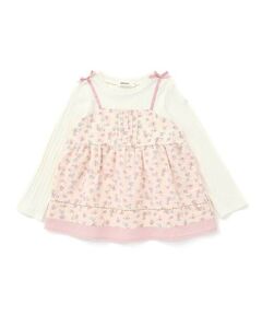 SLAP SLIP / スラップ スリップ Tシャツ | 【お揃い】花柄チェック切り替えヒラヒラドッキングTシャツ(80~130cm)