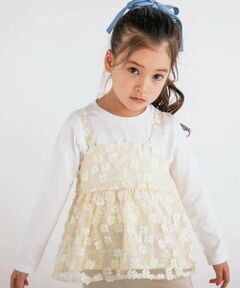 SLAP SLIP / スラップ スリップ カットソー | 【お揃い】お花レースキャミ+天竺長袖Tシャツ2点セット(80~130cm)